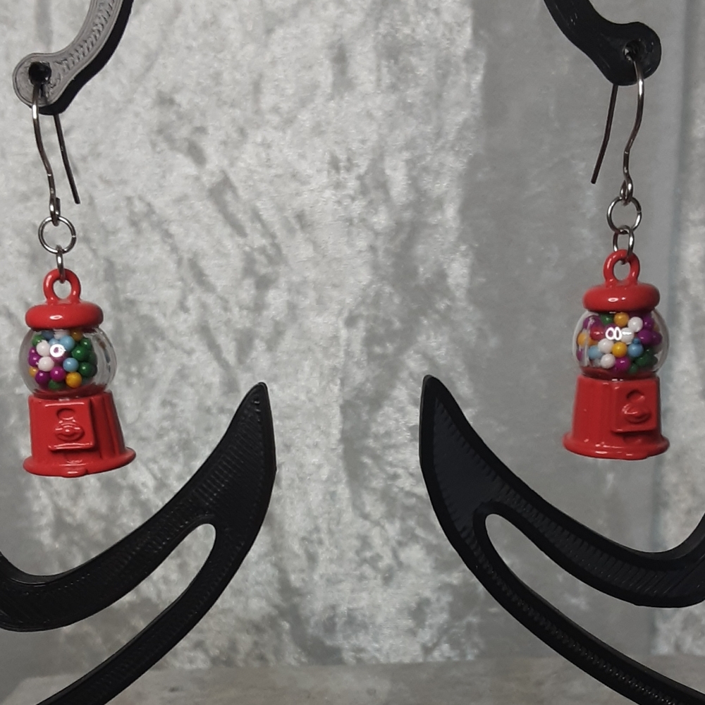 Handmade Gumball Machine Earrings Red - Picture 4 of 5